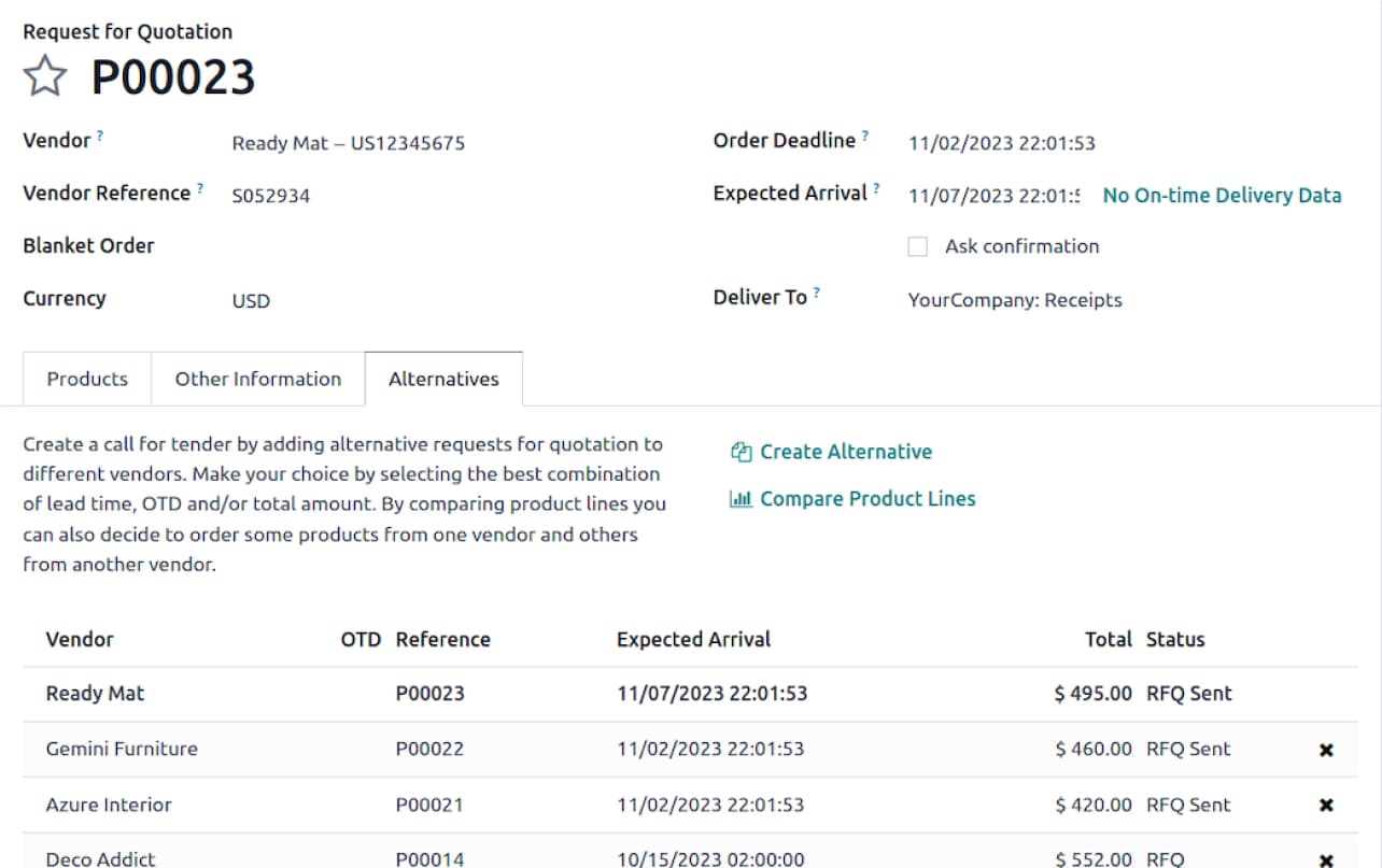 Odoo Purchase Requests