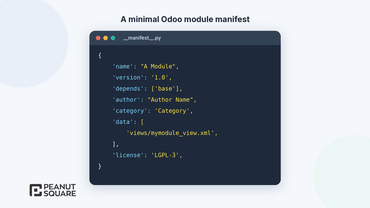 Odoo custom module manifest file example