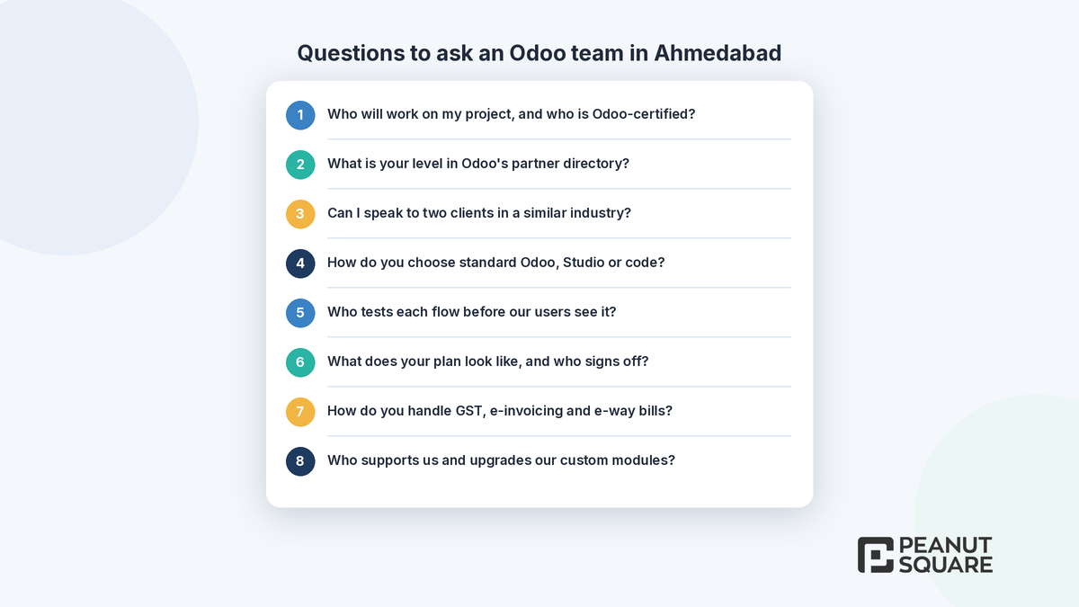 Questions to ask an Odoo team in Ahmedabad